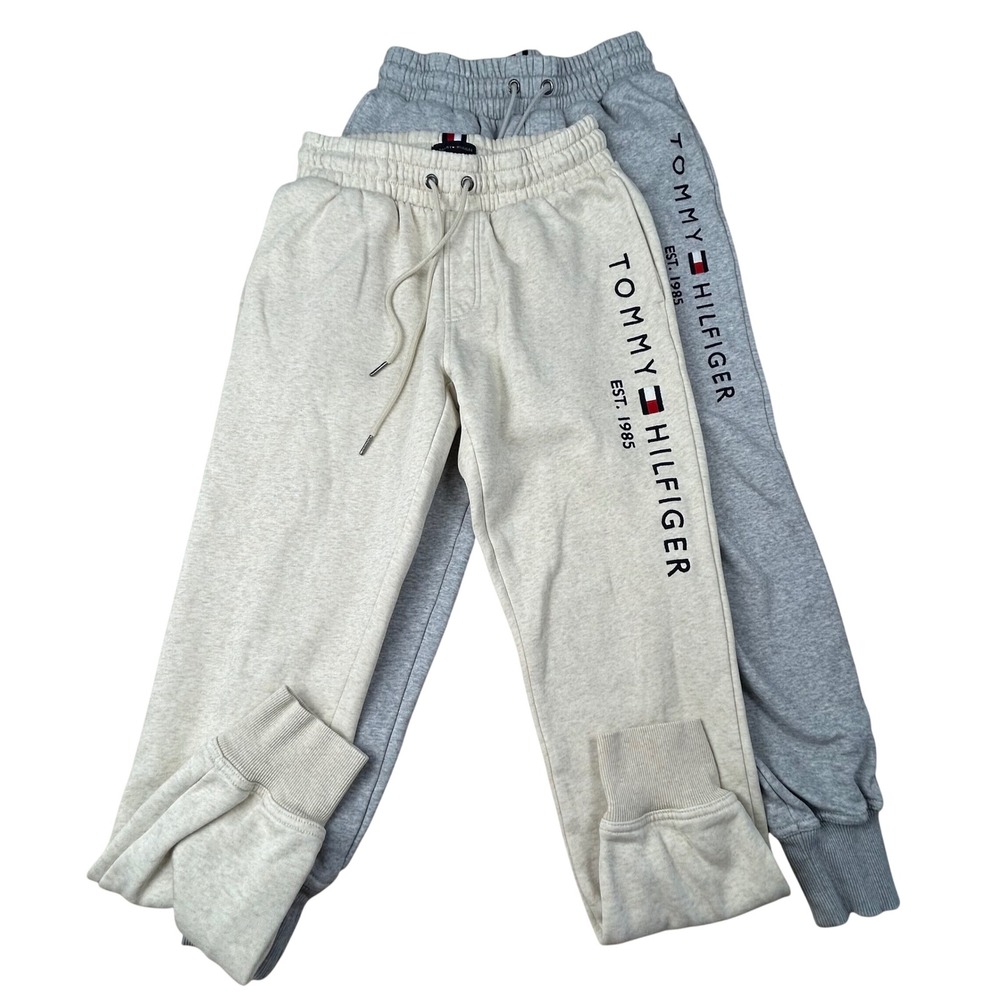 Tommy Hilfiger Womens Jogger Sweatpants 2 Pack Gray Cream Logo Size Small